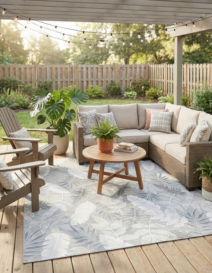 Detail image of 8' 2 x 10'  Washable Botanical Indoor / Outdoor Rug