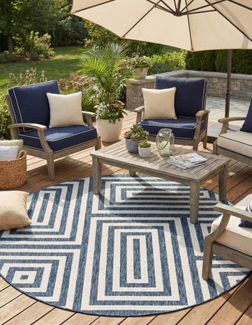 10' x 10' Easy-Clean Modern Indoor / Outdoor Round Rug