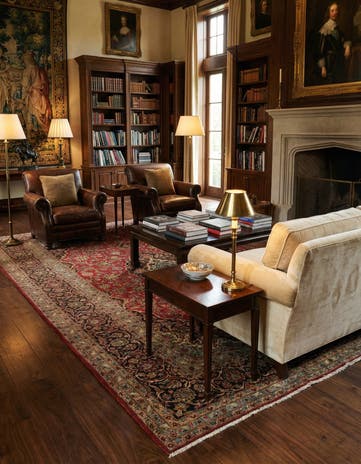 8' 2 x 12' 6 Hand Knotted Kashan Persian Wool Rug