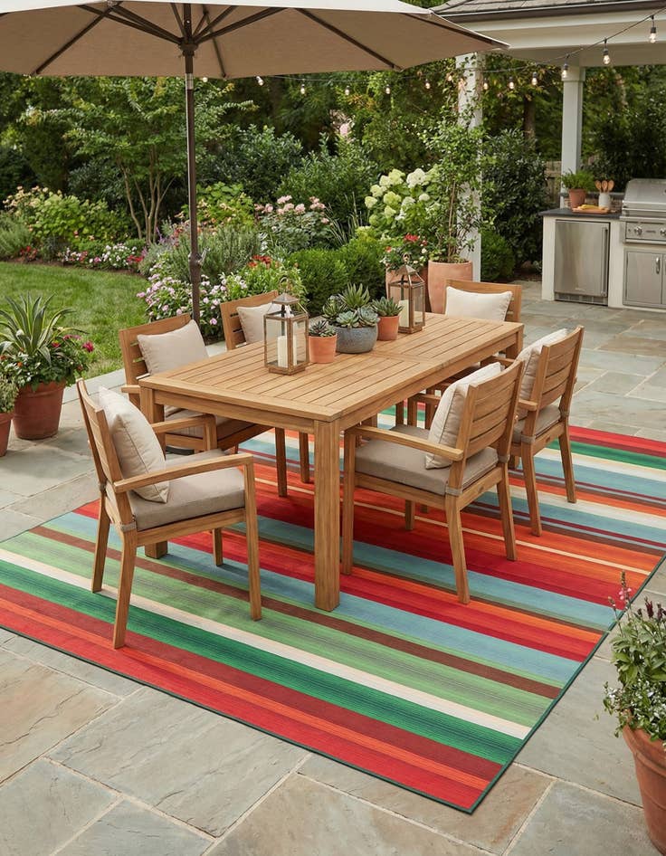 Detail image of 10' x 14'  Washable Modern Indoor / Outdoor Rug