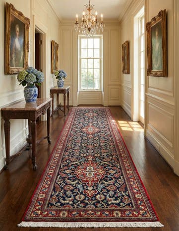 2' 7 x 13' 2 Hand Knotted Qom Persian Runner Rug