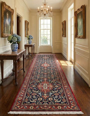 2' 7 x 13' 2 Hand Knotted Qom Persian Runner Rug