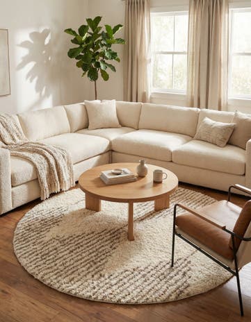 Pearl and Khaki Infinity Shag Round Rug