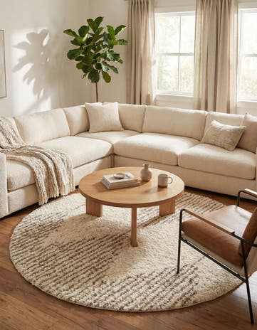 Pearl and Khaki Infinity Shag Round Rug