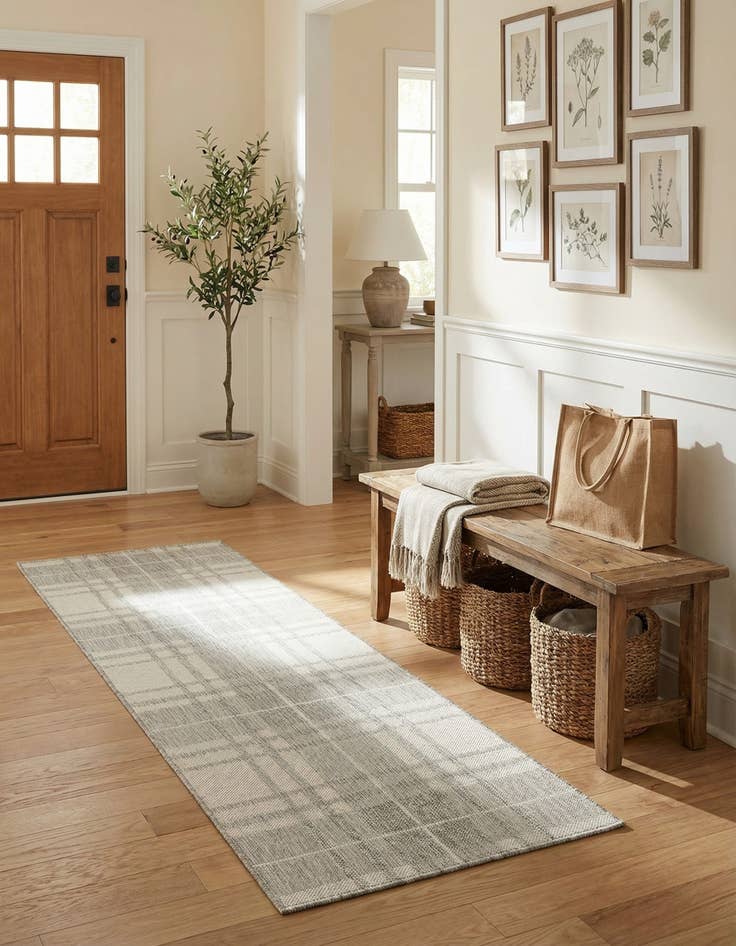 Detail image of 2' x 6'  Washable Checkered Indoor / Outdoor Runner Rug