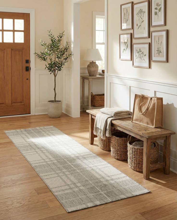Detail image of 2' x 6' Easy-Clean Checkered Indoor / Outdoor Runner Rug