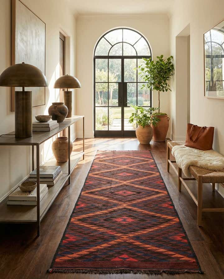 3' 10 x 11' Hand Woven Kilim Fars Wool Runner Rug