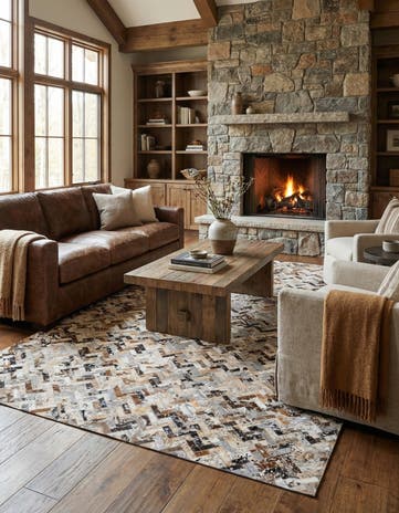 4' 10 x 7' 7 Cowhide Stocks Rug