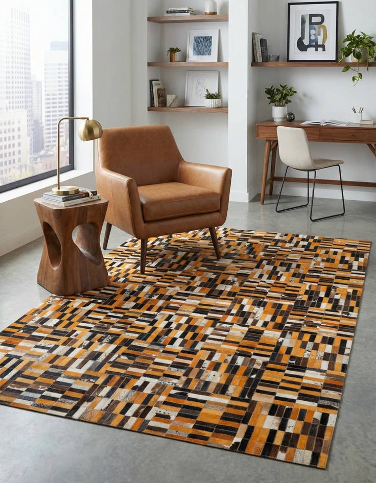 Detail image of  5' x 7' 11 Cowhide - Patchwork Rug