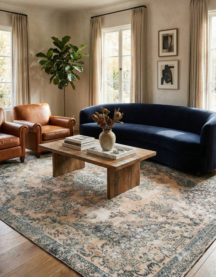 Detail image of  7' 1 x 9' 1  Hand Knotted Ultra Vintage Persian Wool Rug