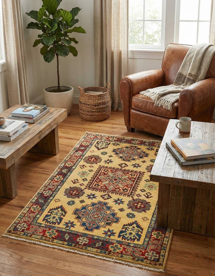 Detail image of 3' 1 x 4' 11  Hand Knotted Kazak Rug