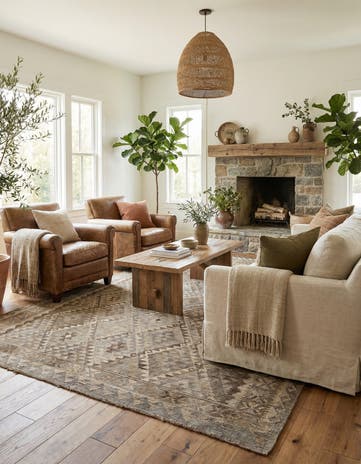 6' 11 x 10' 4 Hand Woven Kilim Maymana Wool Rug