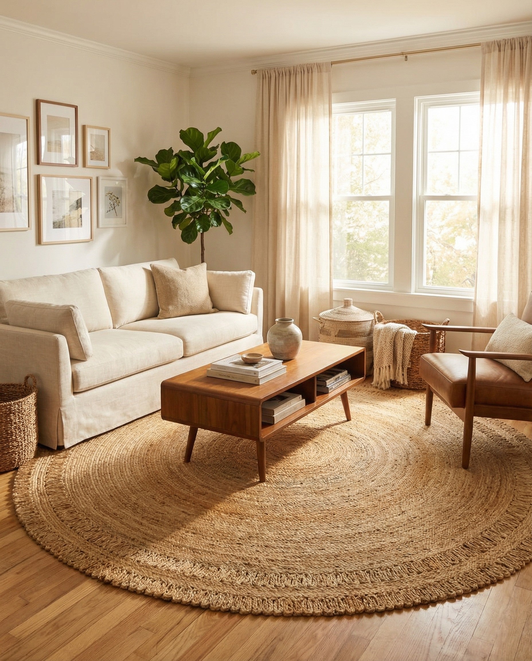  7' 10 x 7' 10  Hand Braided Jute Round Rug