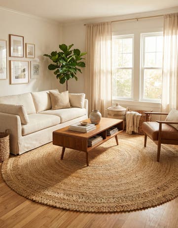 Natural Handmade Braided Jute Round Rug