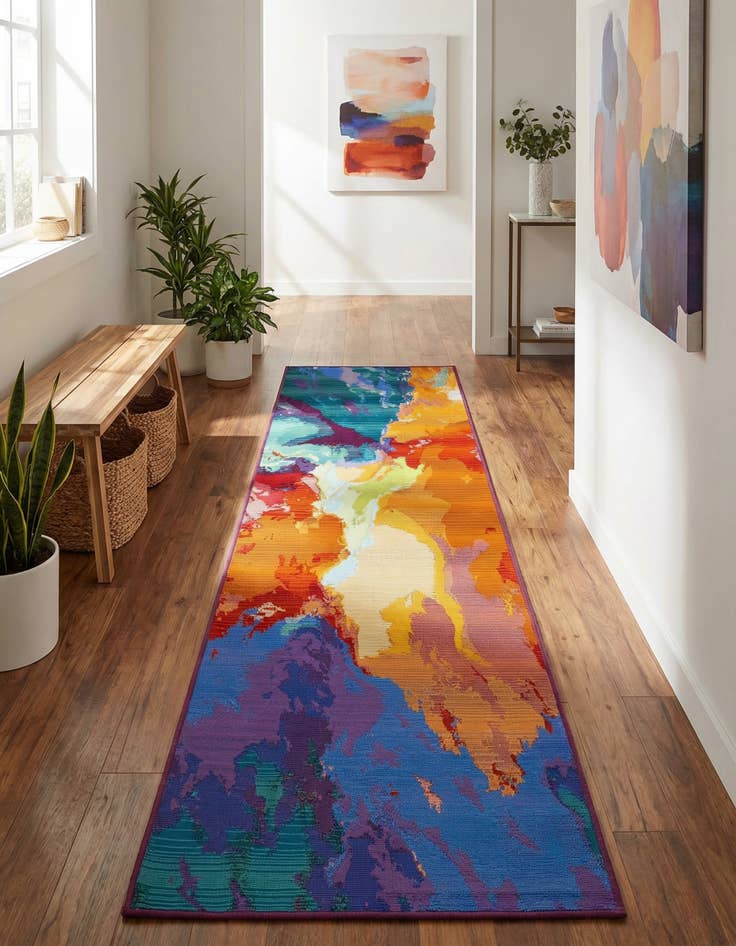 Detail image of 2' x 8'  Washable Modern Indoor / Outdoor Runner Rug