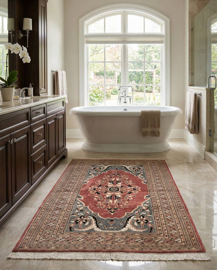 Detail image of 4' 2 x 5' 9 Hand Knotted Bokhara Oriental Rug