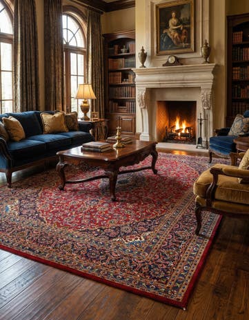 9' 6 x 13' Hand Knotted Kashan Persian Wool Rug