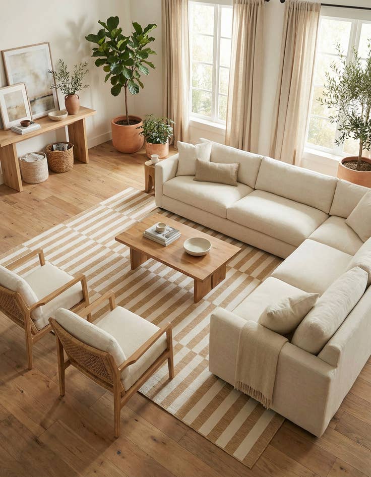 Detail image of 10' x 14' Easy-Clean Striped Indoor / Outdoor Rug