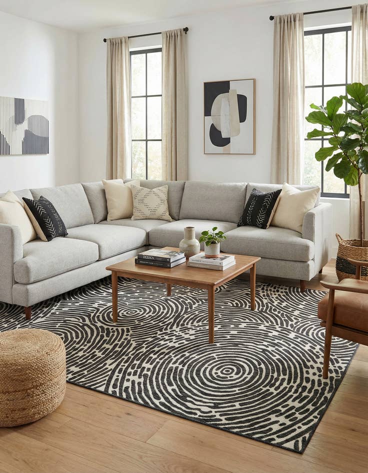 Detail image of 9' x 12'  Washable Modern Indoor / Outdoor Rug