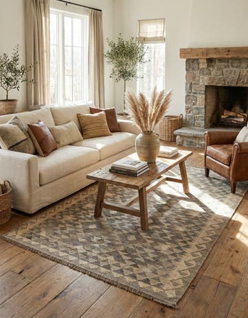 3' 11 x 5' 10 Hand Woven Kilim Maymana Wool Rug