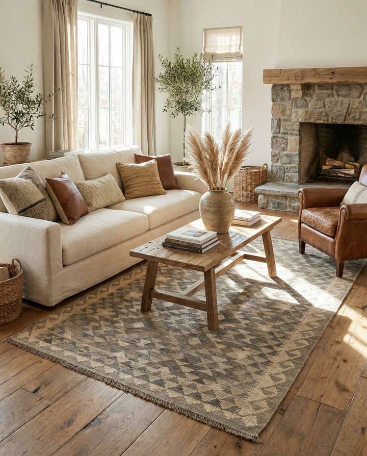 3' 11 x 5' 10 Hand Woven Kilim Maymana Wool Rug