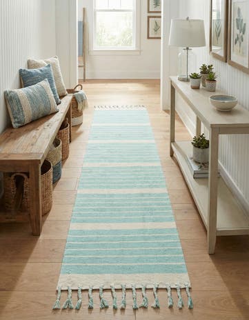 2' 7 x 12' Hand Woven Chindi Cotton Runner Rug