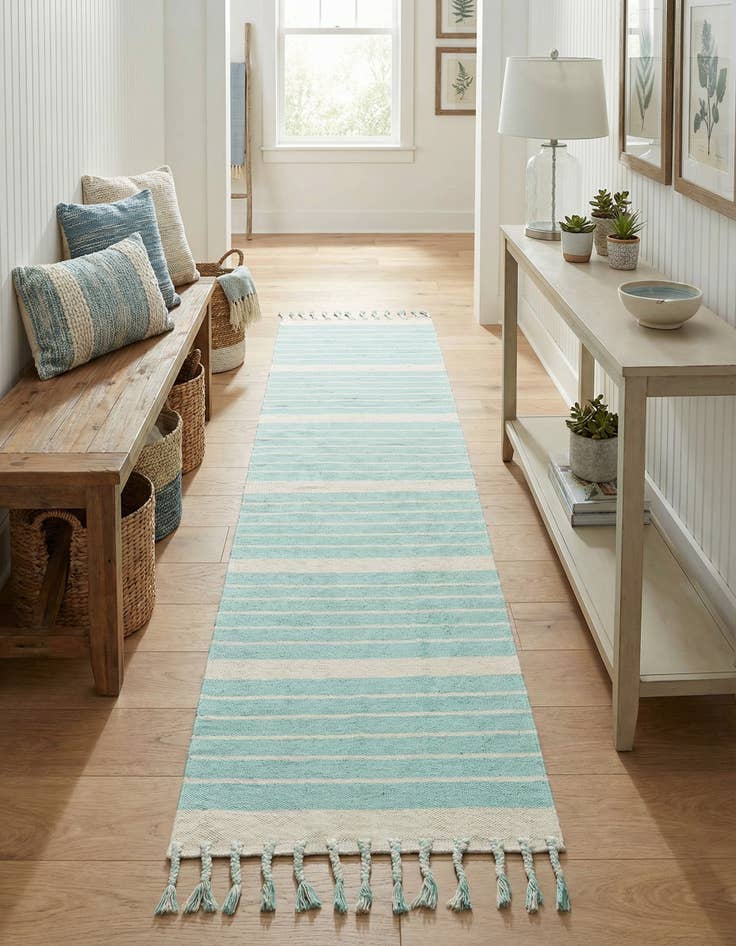 Detail image of 2' 7 x 12'  Hand Woven Chindi Cotton Runner Rug