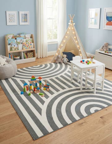 Silver Gray Whimsy Kids Square Rug