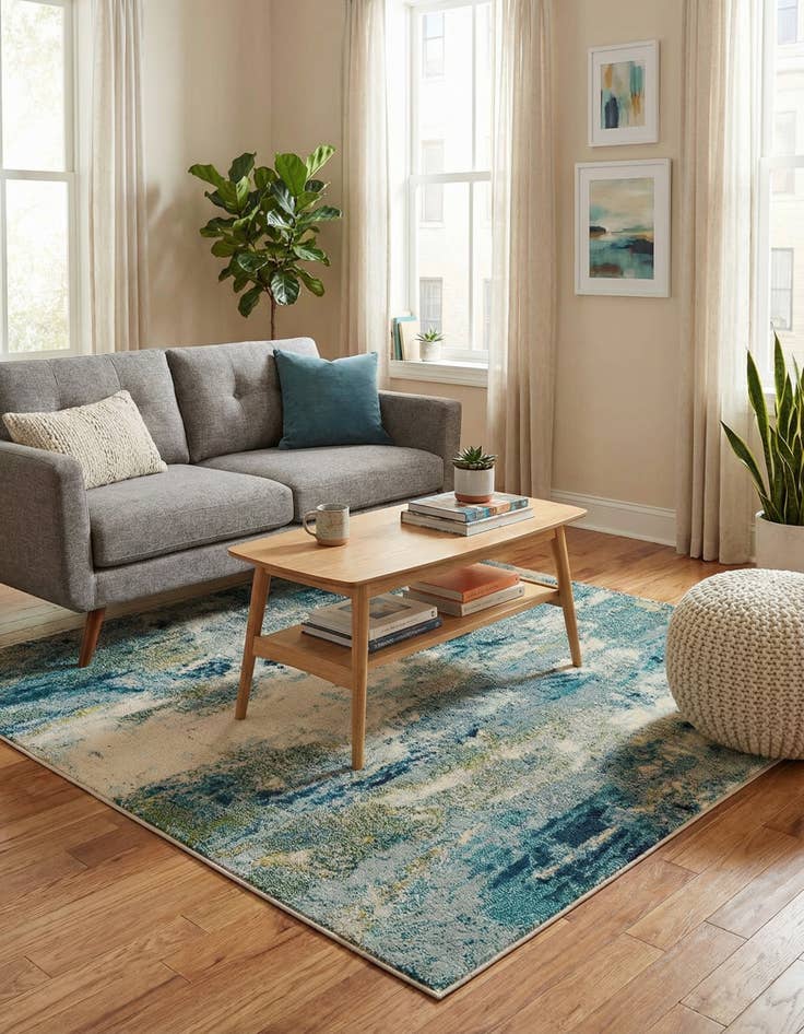 Detail image of 5' x 5'  Washable Spectrum Square Rug