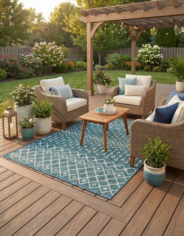 Detail image of 6' x 9' Easy-Clean Lattice Indoor / Outdoor Rug