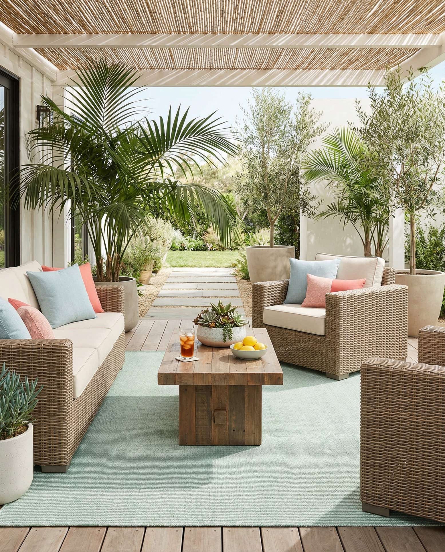6' 1 x 9' Easy-Clean Jill Zarin Palm Springs Indoor / Outdoor Rug