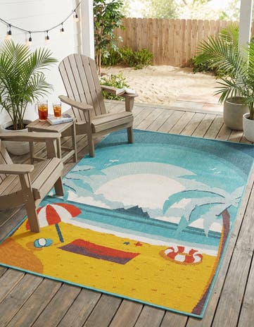 4' x 6' Easy-Clean Coastal Indoor / Outdoor Rug