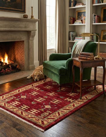 3' 5 x 4' 10 Hand Knotted Ziegler Wool Rug
