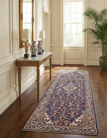 3' 4 x 9' 11 Hand Knotted Hossainabad Persian Wool Runner Rug