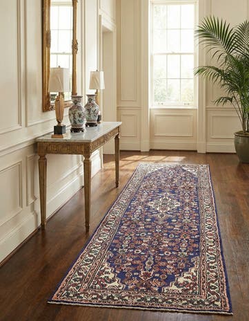 3' 4 x 9' 11 Hand Knotted Hossainabad Persian Wool Runner Rug