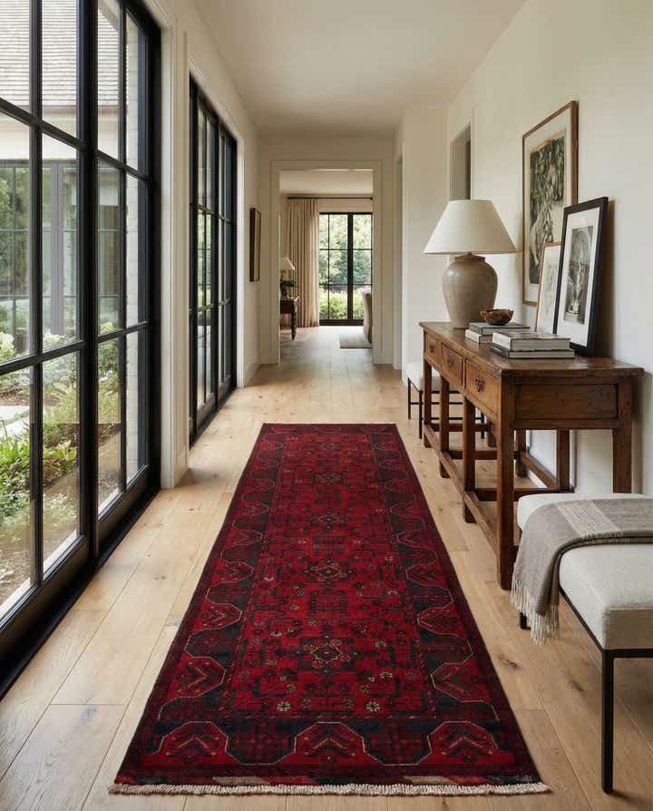 2' 11 x 9' 8 Hand Knotted Khal Mohammadi Wool Runner Rug