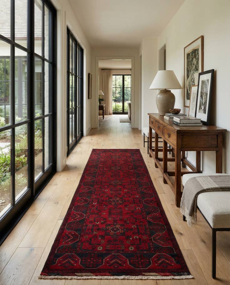Detail image of 2' 11 x 9' 8 Hand Knotted Khal Mohammadi Wool Runner Rug