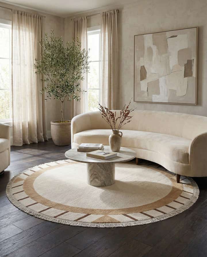 6' 7 x 6' 7 Hand Knotted Darya Wool Round Rug