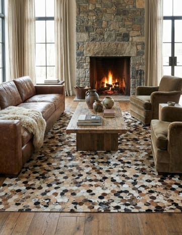 5' 2 x 8' Cowhide Leather Rug