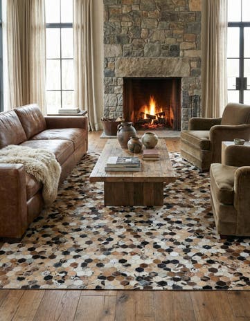 5' 2 x 8' Cowhide Leather Rug