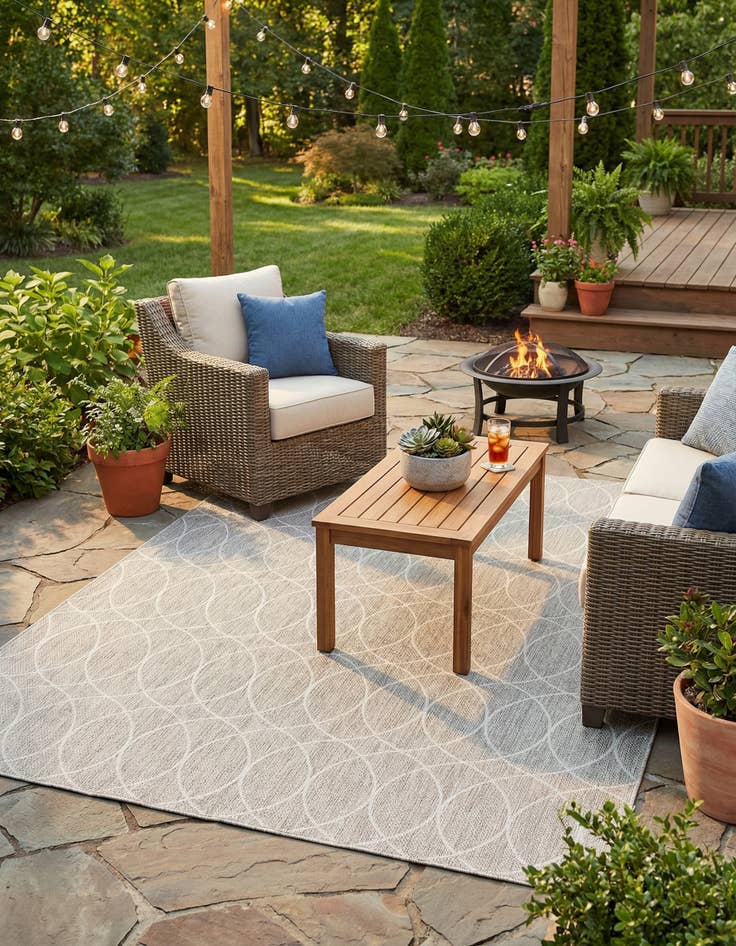 Detail image of 7' 10 x 11' Easy-Clean Trellis Indoor / Outdoor Rug