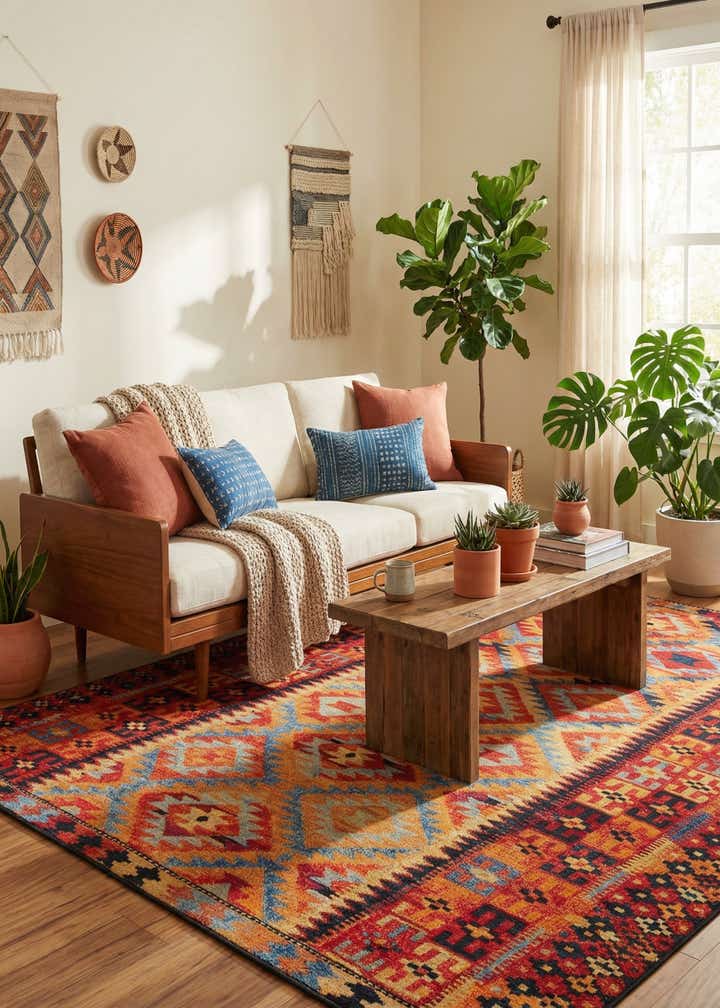 10' x 12' Easy-Clean Tribal Indoor / Outdoor Rug