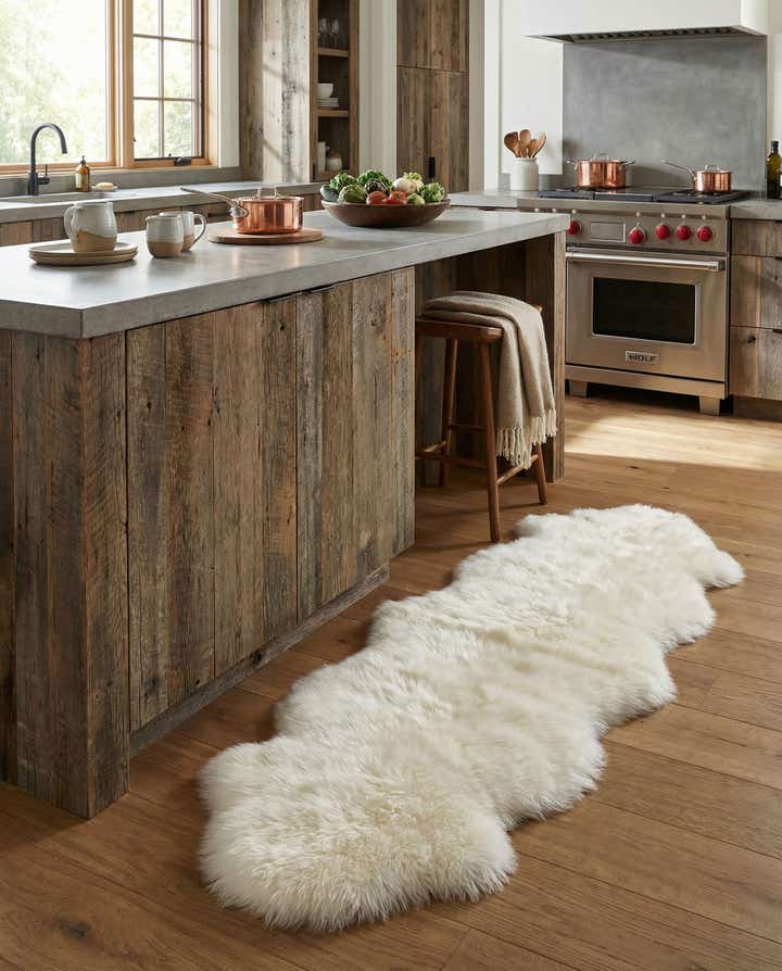1' 10 x 6' Natural Sheepskin Freeform Rug