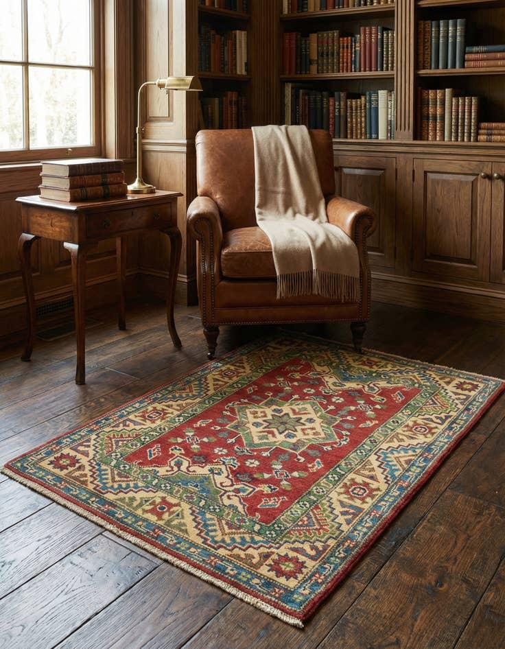 Detail image of 2' 8 x 4'  Hand Knotted Kazak Rug