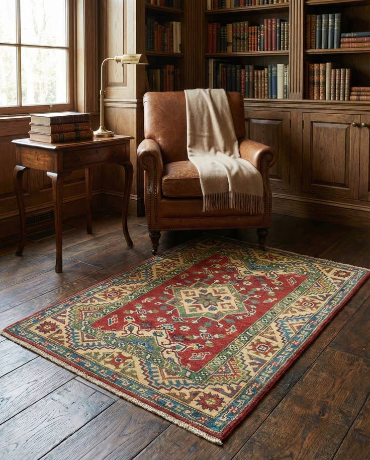 Detail image of 2' 8 x 4' Hand Knotted Kazak Rug