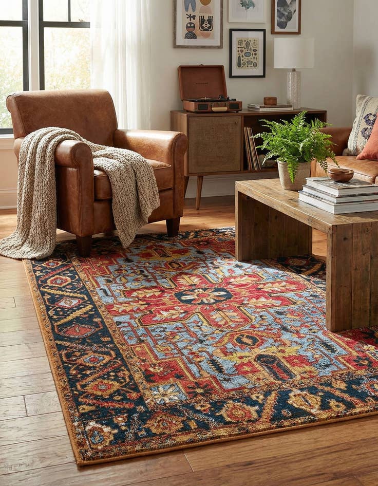 Detail image of  3' 3 x 5' 3  Washable Traditional Indoor / Outdoor Rug