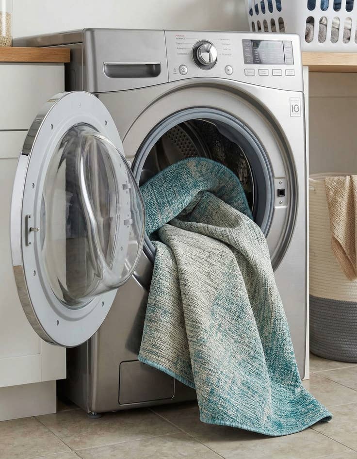 Detail image of 4' x 4'  Washable Modern Indoor / Outdoor Round Rug