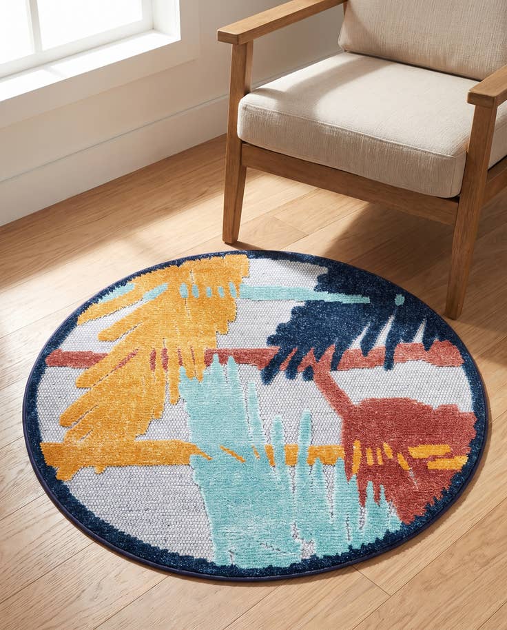 Detail image of 3' 3 x 3' 3 Easy-Clean Belize Indoor / Outdoor Round Rug