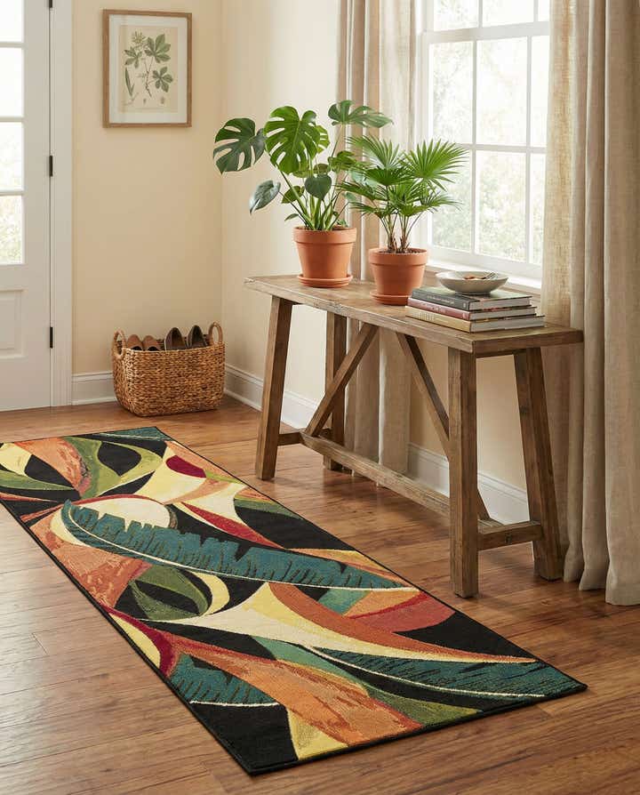 2' x 6' Easy-Clean Botanical Indoor / Outdoor Runner Rug