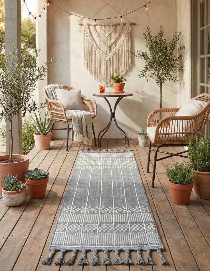 Detail image of 2' 2 x 8' 2 Easy-Clean Eco Bohemian Indoor / Outdoor Runner Rug